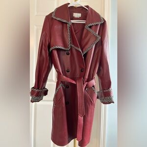 Spiegel vintage women's genuine leather overcoat